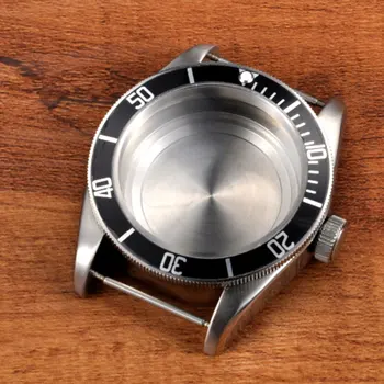 

41mm Sapphire Glass Black Aluminum Bezel Watch Parts Case Dial Fit movement miyota 82 series