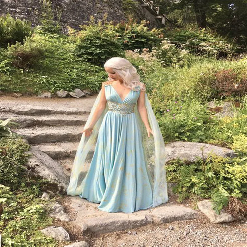 

Trendy Halloween Mother of Dragons Game of Thrones Daenerys V-neck sleeveless Targaryen Lady Fancy polyester Dresses one pieces