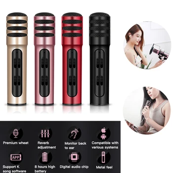 

Microphone Live Singing Professional Recording Equipment with Built-in Sound Card KTV Music Player Singing Recorder Handheld Mic