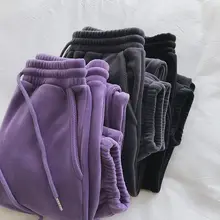 2021 Hot Sale Women Sportswear Women Winter Thick Pants Fleece Warm Female Casual Loose Long Harem Trousers High Waist Pants