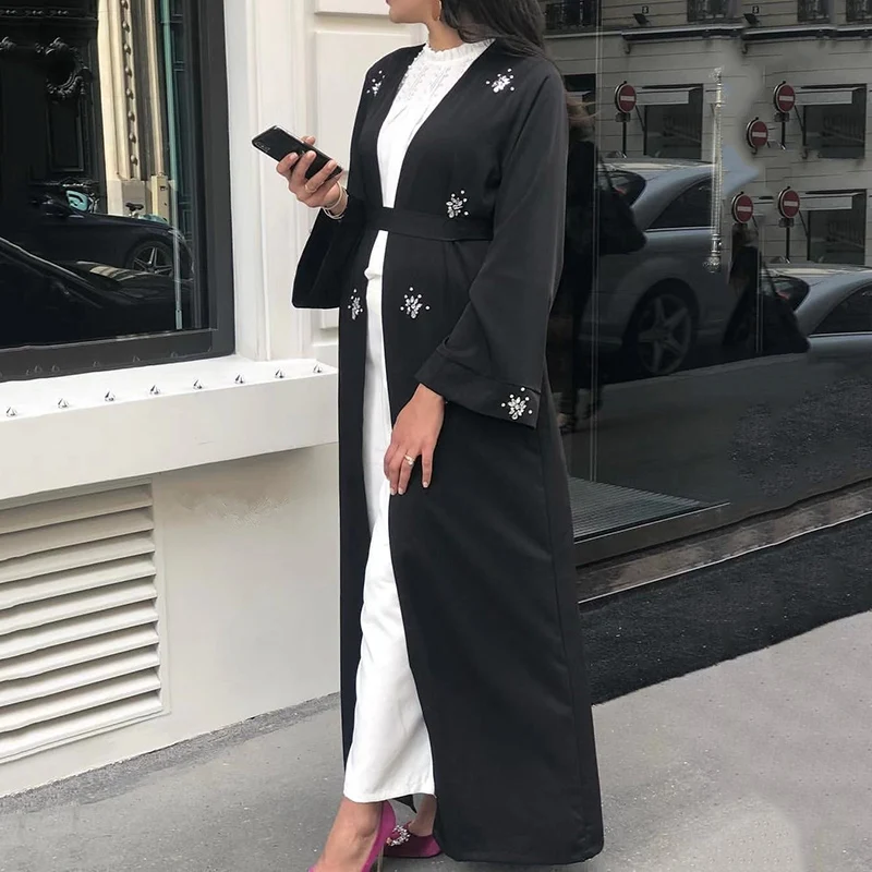 

Mosque Muslim Fashion Classic Jacket Women's Robe Summer Islamic Ramadan Women's Handmade Beaded Dubai Cardigan Robe
