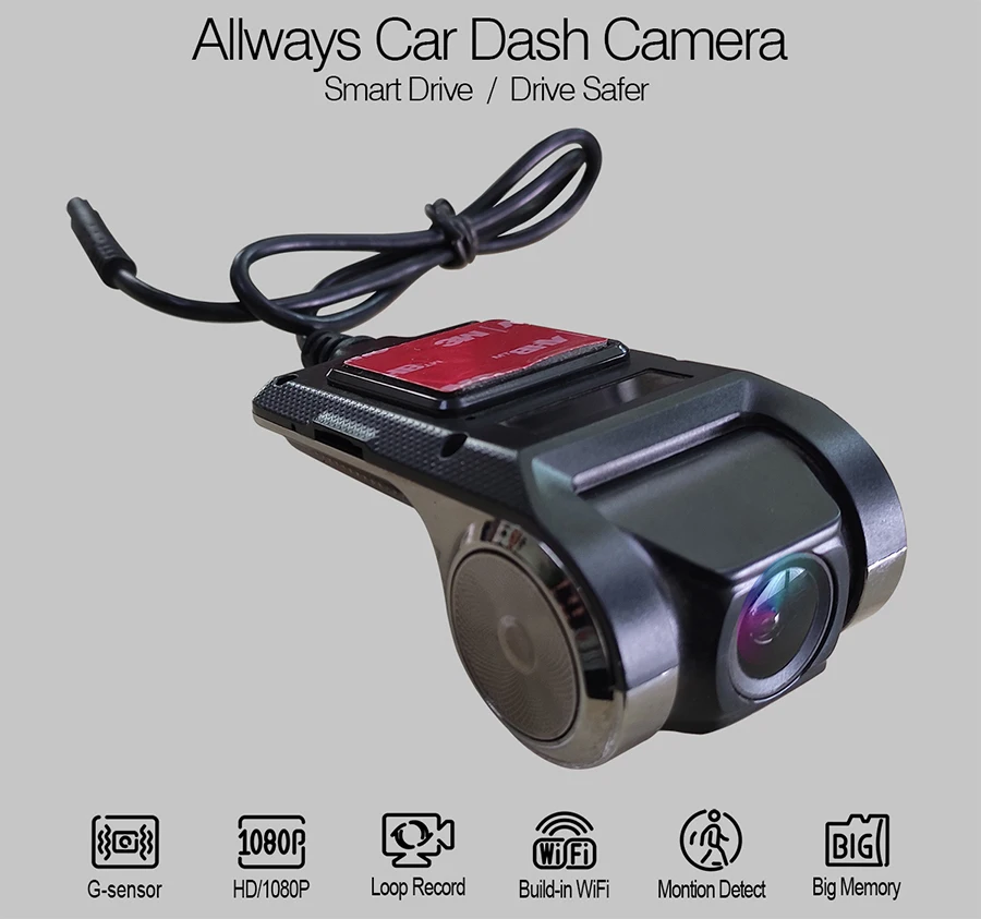 

Allways Car Hidden Driving Recorder DVR G-Sensor Auto Video Recorder WiFi Night Vision USB HD 1080P Car Dash Cam Camcorder