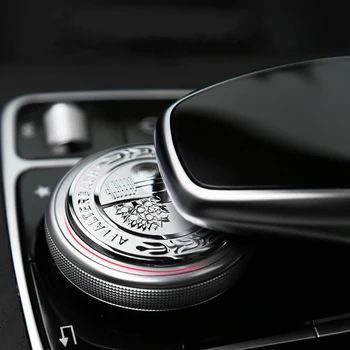 

47mm Silver Car Center Console Sticker for AMG Mercedes Benz A/B/C/E/ Class CLA CLS AMG Multimedia Sticker Car Interior Sticker