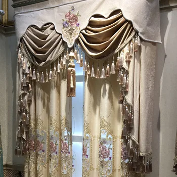 

The New Cloth Curtain Splicing Hollow Out Chenille Embroidery Embroidery Curtain Curtains for Living Dining Room Bedroom Valance