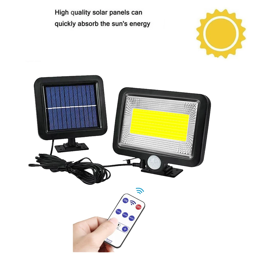 

100 solar LED Street light Power PIR motion sensor Outdoor Garden lamp Waterproof Yard Path Security Night lighting seperable 5M