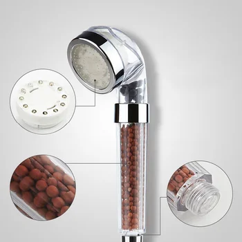 

Colorful LED Light Bath Showerhead Water Saving Anion SPA High Pressure Hand Held Bathroom Shower Head Filter Nozzle