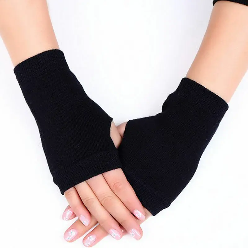 Новые женские стильные перчатки без пальцев, теплые зимние перчатки, женские вязаные хлопковые теплые митенки