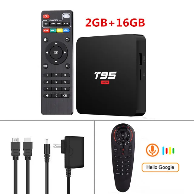 T95 супер Android 10,0 Smart Tv Box Allwinner H3 четырехъядерный 2G 16G 2,4 GHz Wifi 4K Netflix Youtube PK S905X3 медиаплеер - Цвет: 2G16G G30 Voice