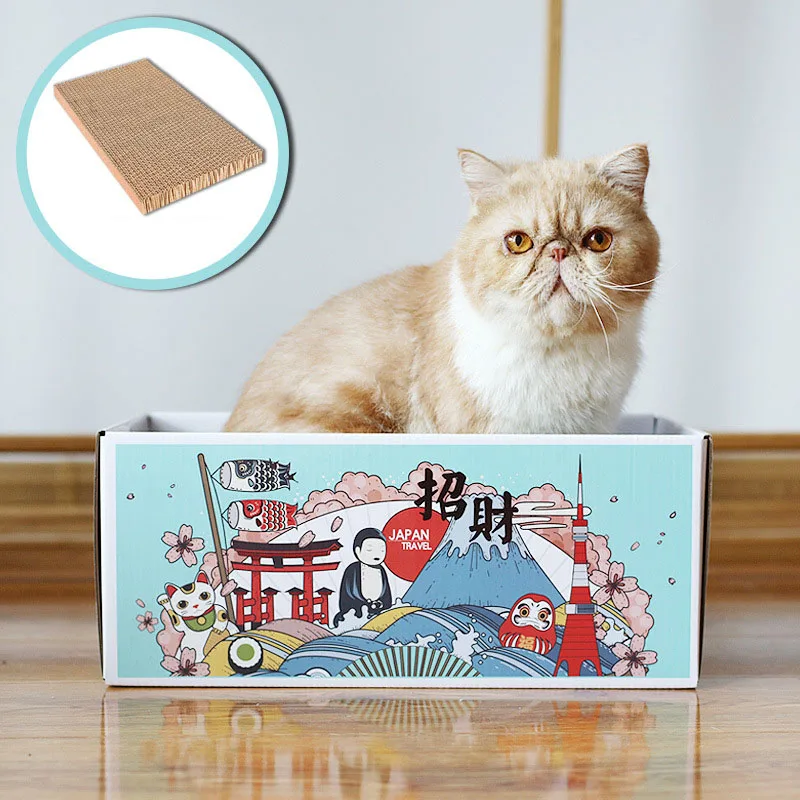 Милая Когтеточка для кошек, домик для когтей домашних собак, Когтеточка, кровать, Японский Корейский молочный автомобиль, картонная коробка, кровать для кошек С Кошачьей Мятой, товары для домашних животных - Цвет: blue