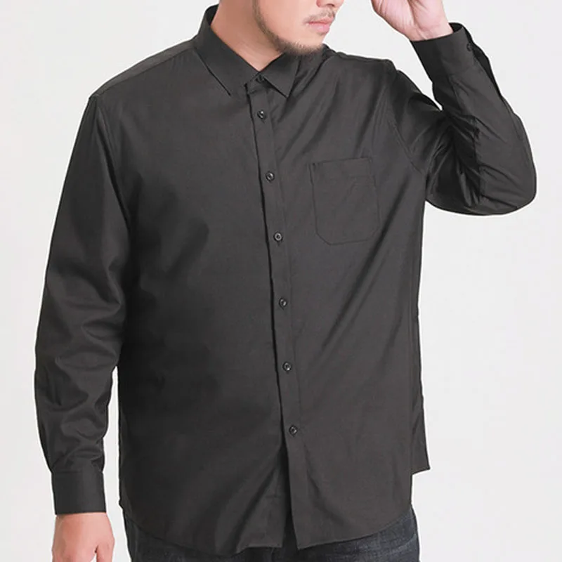 Черный Весна Зима Плюс Размер Мужская рубашка 5XL 6XL 7XL 8XL бюст 149 см Толстая стильная теплая мужская рубашка 2 цвета - Цвет: Черный