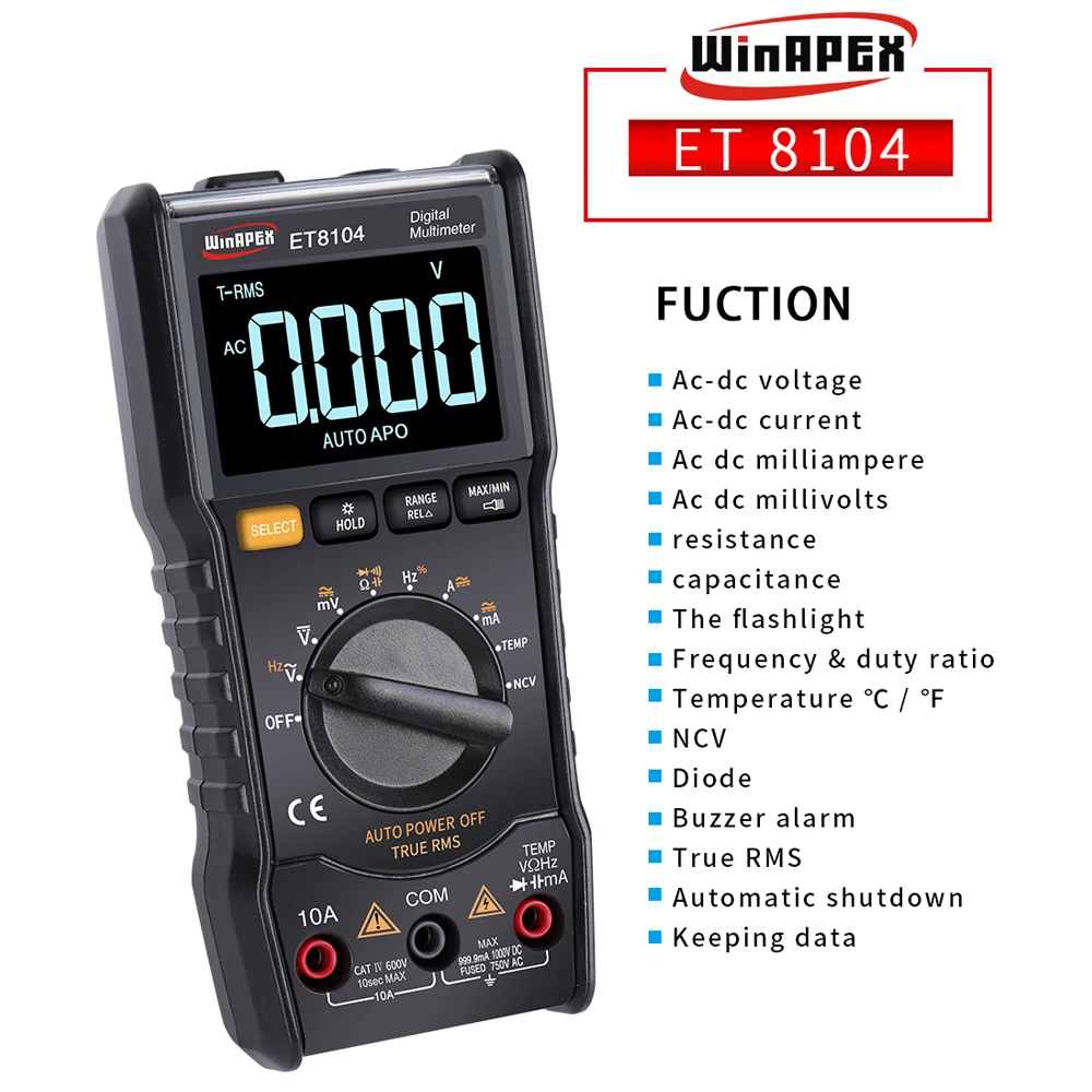 WinAPEX Цифровой мультиметр 9999 отсчетов Цвет Дисплей истинный среднеквадратичный