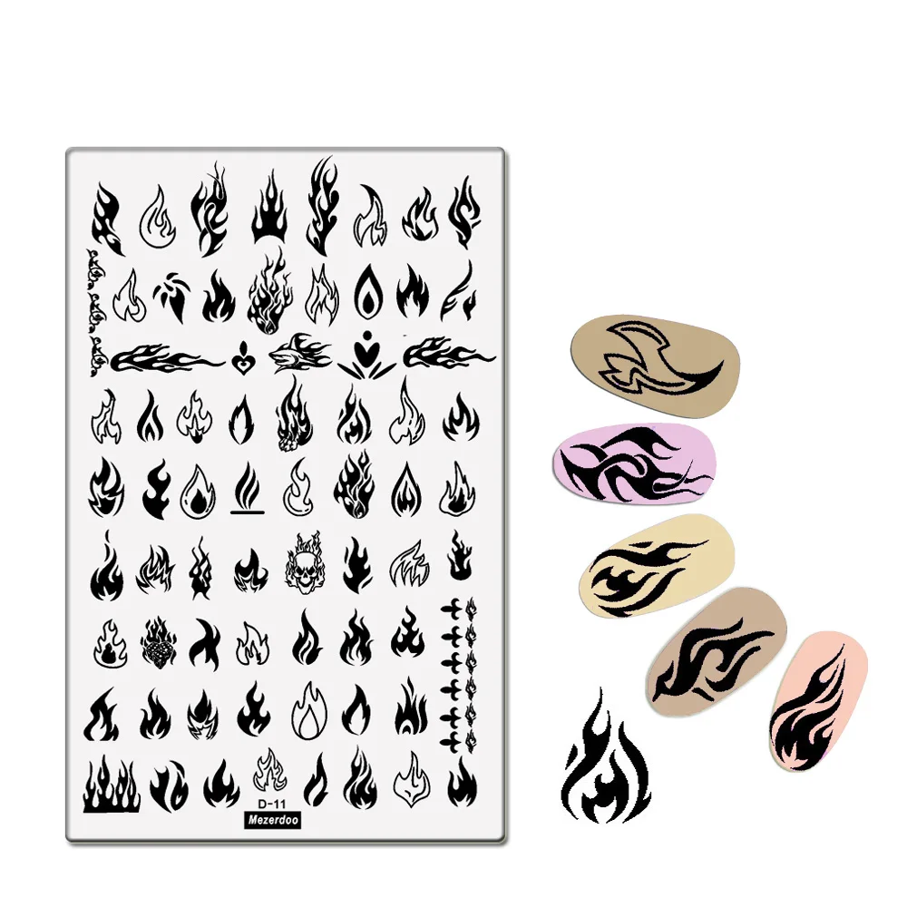 Штамп для ногтей Fire Flame 9 5 см * 14 Blaze серия прямоугольный шаблон маникюр пластина с
