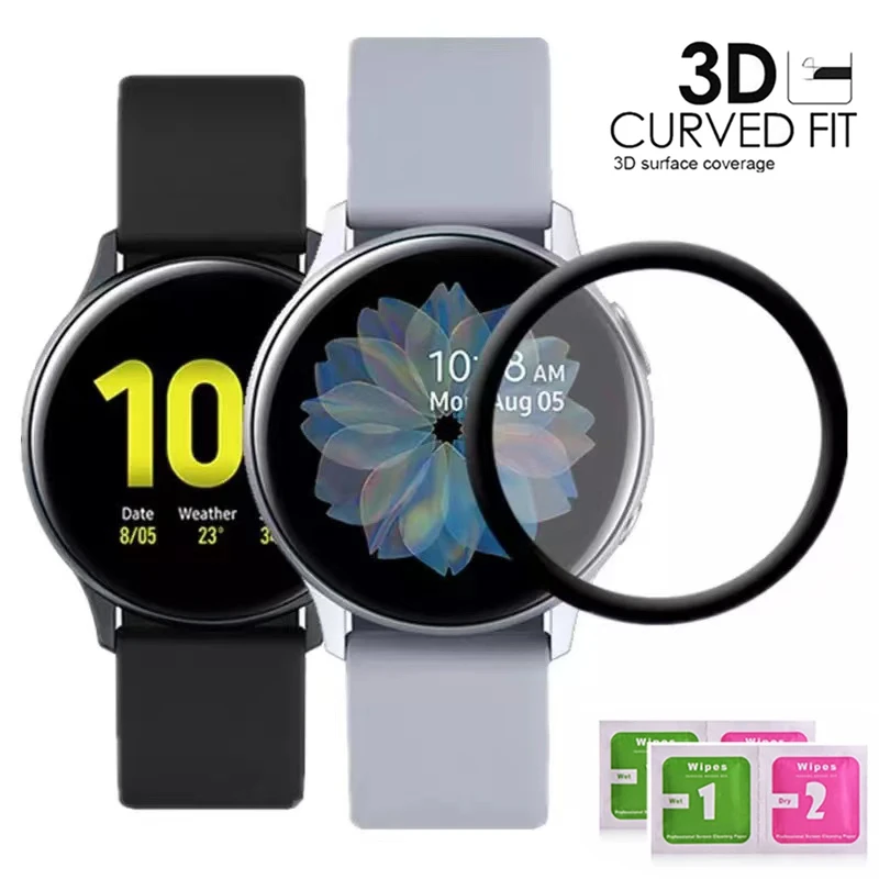 1/2/3PCS 20D Curved Edge Screen protector Glass For Samsung galaxy Watch Active 2 4 40mm 44mm Protective Tempered Glass Film
