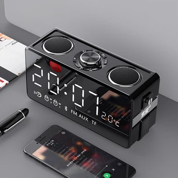 

SOAIY 25W Portable Bluetooth Speaker Home LED FM Radio Alarm Clock Wireless Bass HiFi Stereo Loudspeaker Subwoofer Music Center