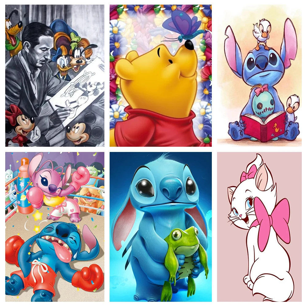 Disney 5D DIY Diamond Painting Cartoon Character Pooh Square/Round Rhinestone Mosaic Cross Stitch Kit Decorative | Дом и сад