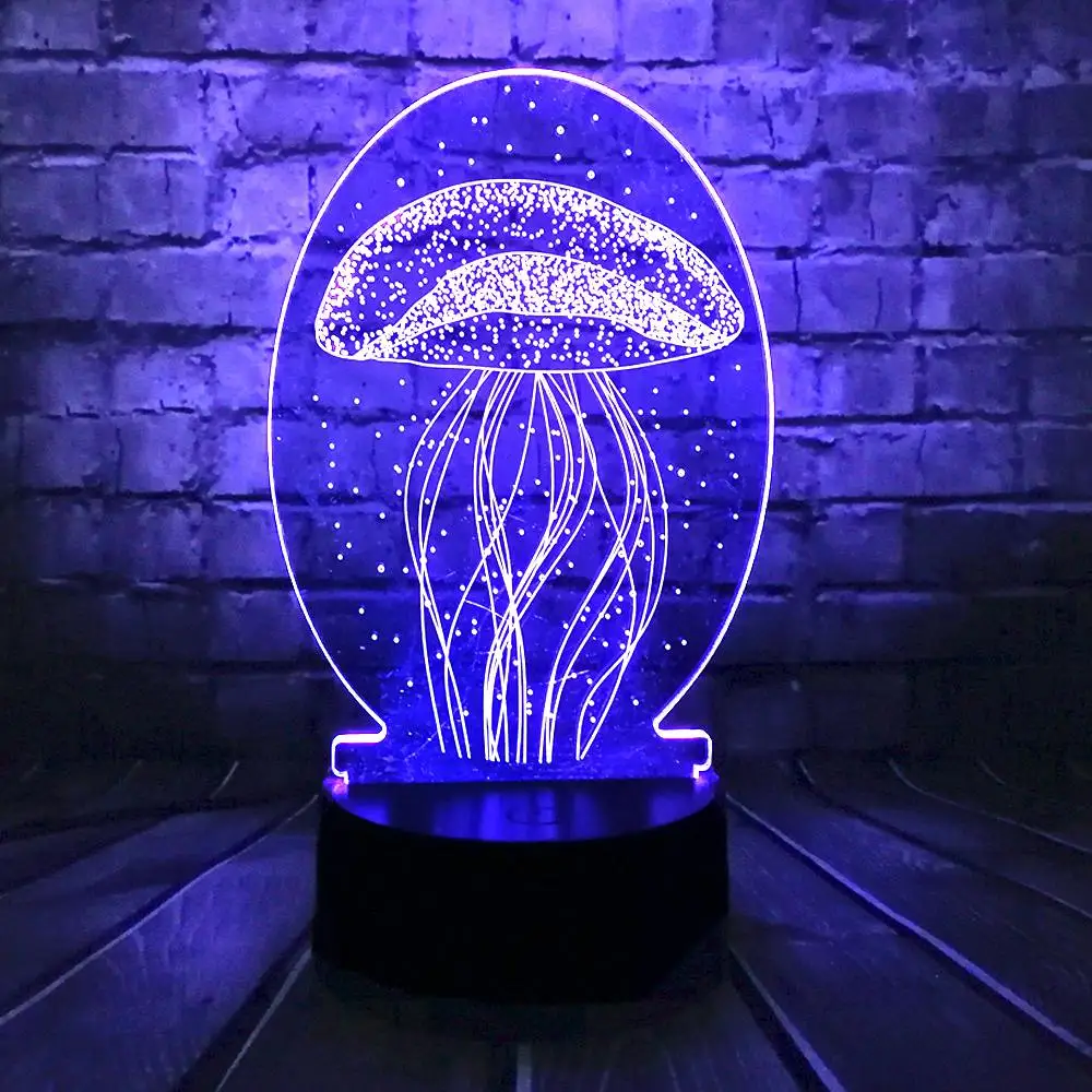 Новые 3D морские животные блеск Медузы 7 цветов Изменение LED Декор для спальни