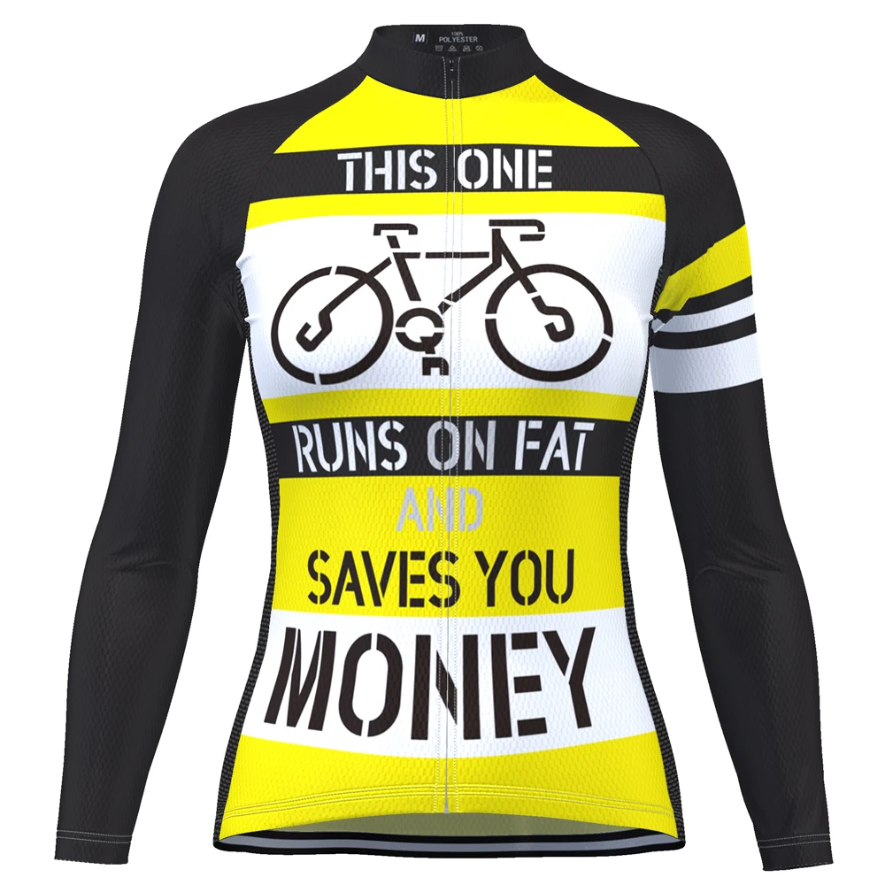 

HIRBGOD New Runs On Fat And Saves You Money Cycling Clothing Women Pro Team Bicycle Jersey Tops Short Sleeve Bike Wear,TYZ078-04