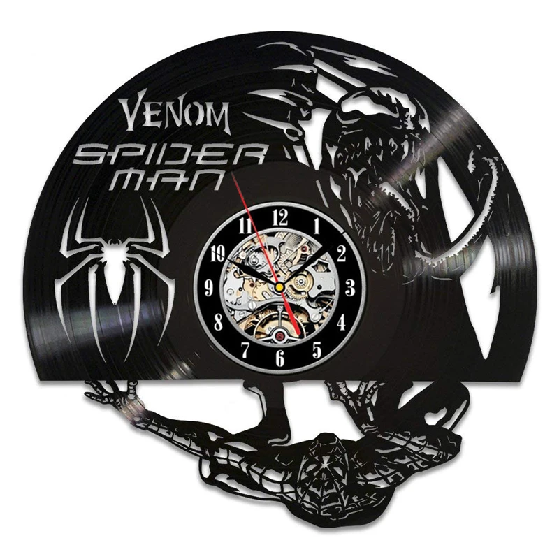 

Vinyl Record Wall Clock Modern Design Decorative Kids Room Spiderman VS Venom Clocks Wall Watch Home Decor Silent 12 inch