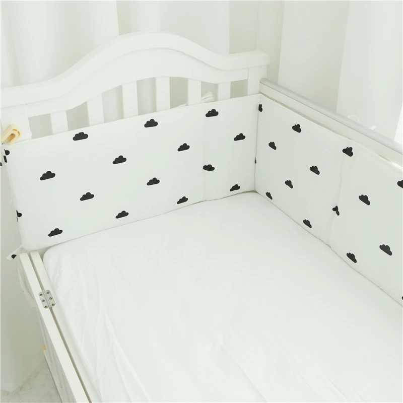 1PC Baby Bed Bumper 100% Cotton Baby Bedding Set Crib Bumper Black And White Pattern Washable Crib Protector For Girls Boys (4)