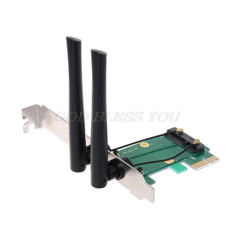 Беспроводная сетевая карта WiFi Mini PCI-E Express to PCI-E адаптер 2 Антенна внешняя ПК