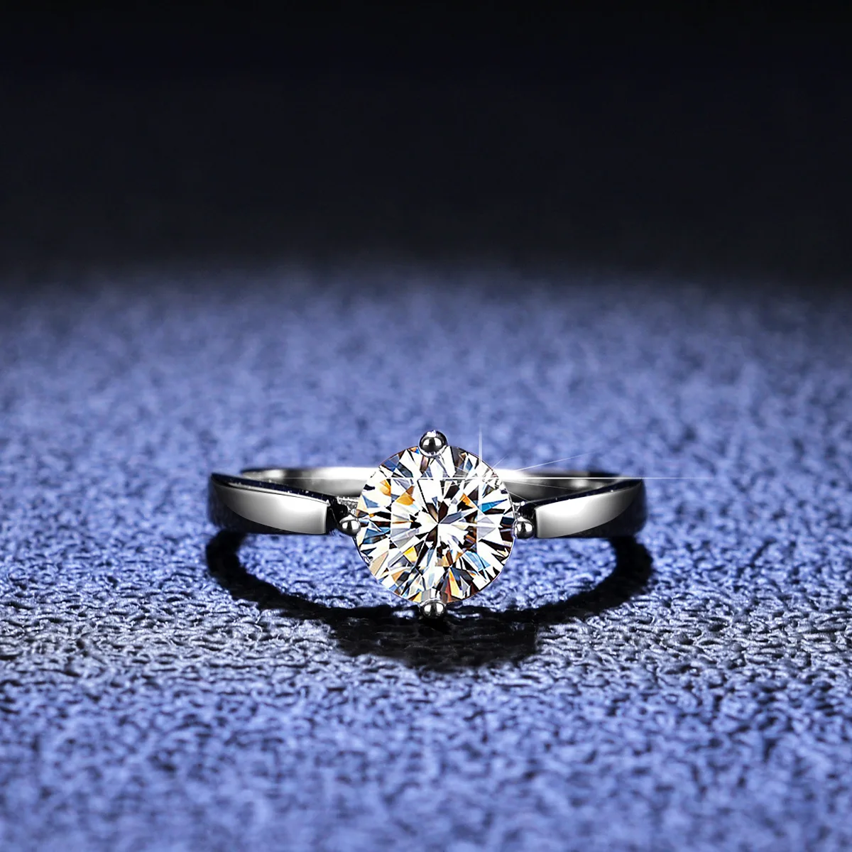 Classic Solitaire Round Brilliant Moissanite Engagement Ring 1 Carats 4 Prong Sterling Silver Rings For Women Promise Gift - Image 3