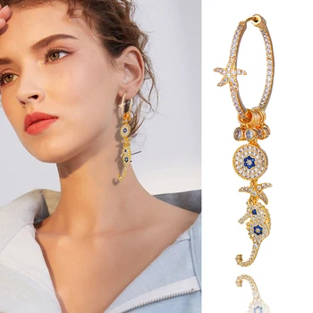

missvikki 2020 Trendy Round Seahorse stars Pendant Earring Enthusiasm Jewelery for Women Fashion Wedding Daily Earrings Jewelry