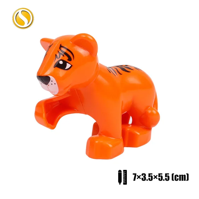 Animal Baby Cat Dog Horse Tiger Dinosaur Big Building Blocks Cultivate Children's Love Compatible With Original Brands Toy Block Little Orange Tiger