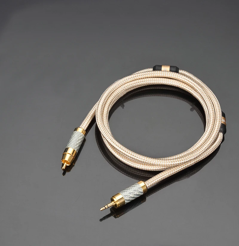 Hifi Audio Cable Mini Jack 3 5mm to RCA Phono for Mobile Headphone Amplifier Soundbox Silver plated Wire 1M 1 5M 2M 3M