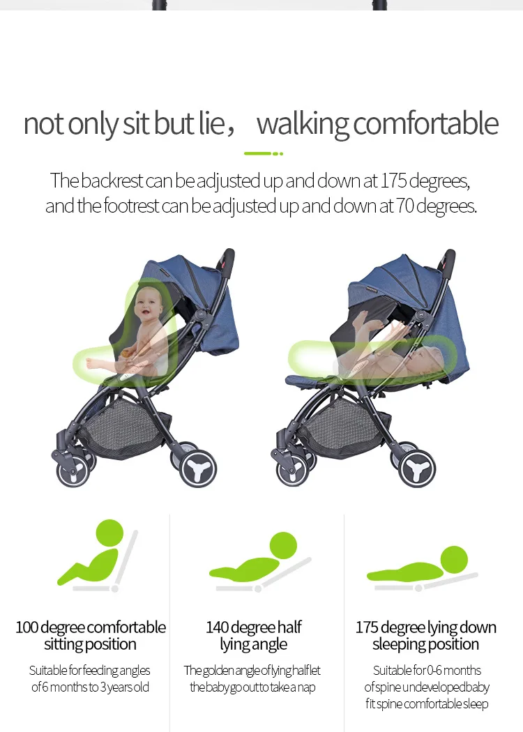 5.8 kg Baby Stroller Portable Umbrella Trolley Folding Baby Carriage 2 in 1 Lightweight Travelling Pram Plane