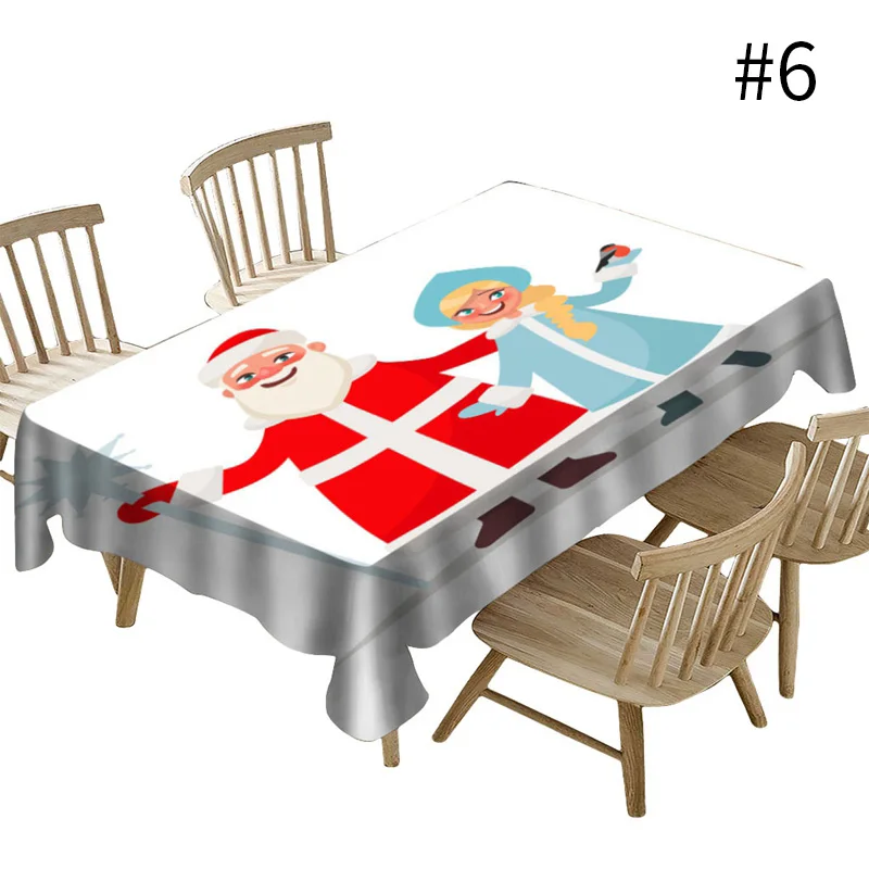 6 New Year Tablecloth Christmas Tablecloth Snow Maiden Santa Claus Table Cover Waterproof Dining Table Cover for Home Xmas Decor - Цвет: 6