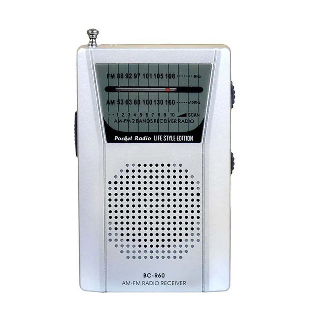 BC-R60 Pocket Radio Telescopic Antenna Outdoor Mini AM/FM Dual Band World Receiver 88-108MHz Speaker 3.5mm Earphone Jack | Электроника