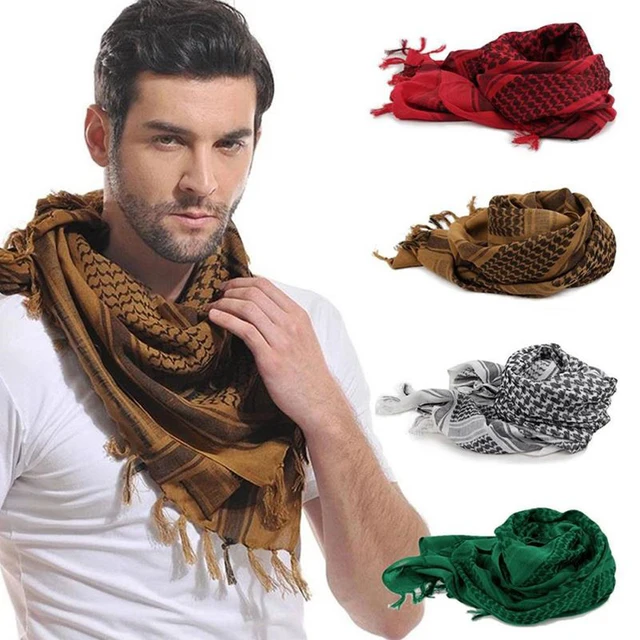 Plaid Tactical Desert Hijab Scarf Tassel Headband Muslim Arab Men