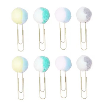 

1 Set 8 Pcs Double-colored Plush Ball Paper Clips Scrapbook Paperclips