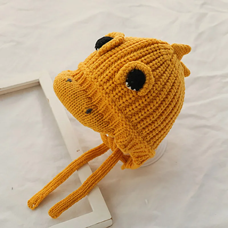 Шапка для маленьких девочек на осень и зиму, новая брендовая Милая одежда для малышей Детские шапки для новорожденных, вязаные шерстяные шапки с героями мультфильмов - Цвет: AX1343 Yellow