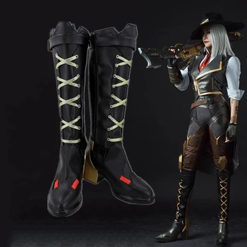 

Hot Game OW Ashe Cosplay Party Shoes Black Boots Custom Made