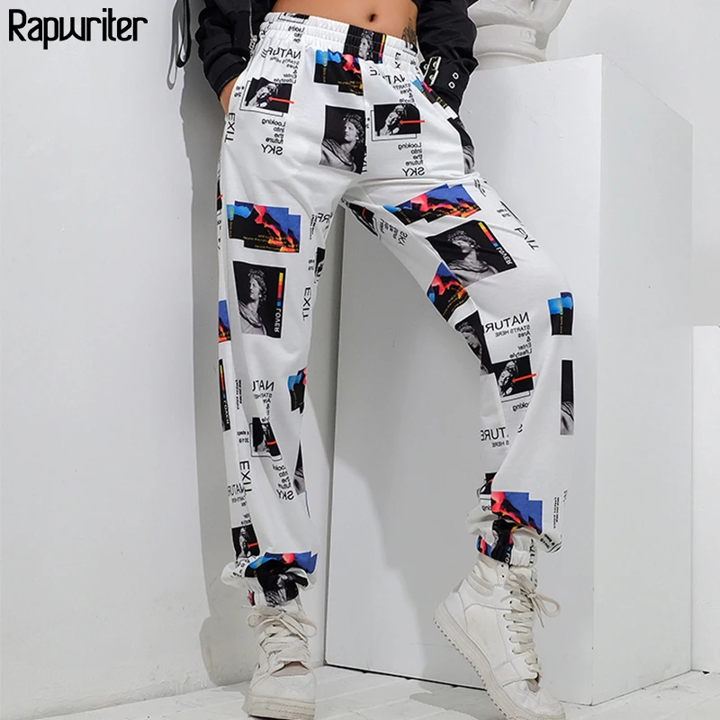 Rapwriter Fashion Printed Baggy Joggers Sweatpants Women 2020 Harajuku Stretch High Waist Trousers Streetwear Pants Girl Spring Rapwriter Fashion Printed Baggy Joggers Sweatpants Women 2020 Harajuku Stretch High Waist Trousers Streetwear Pants Girl Spring