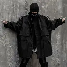 Ветровка длинная свободная хип-хоп Тренч пальто для мужчин