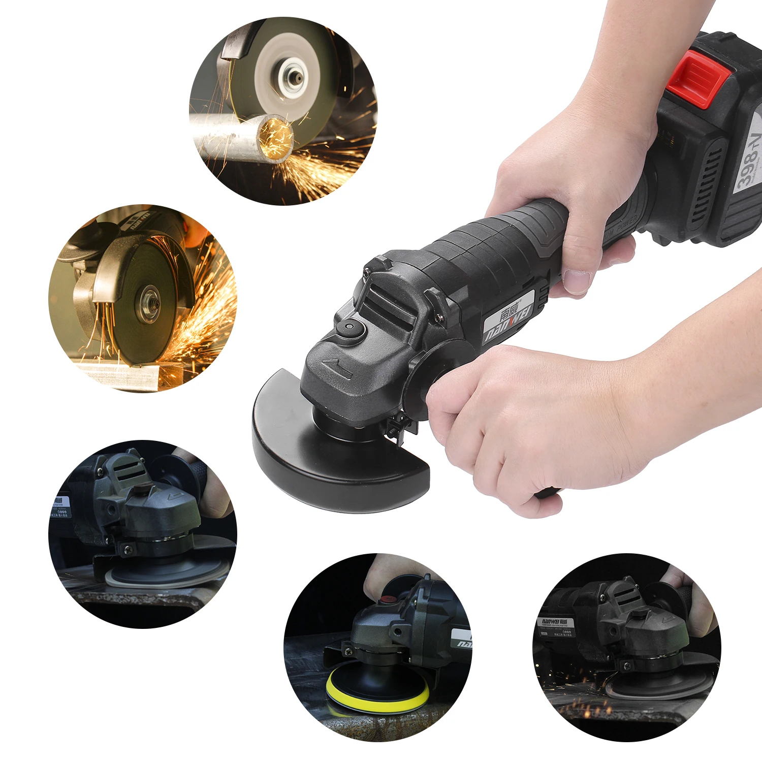 

18V Brushless Angle Grinder Tool Electric Cordless Metal Cutter Variable Speed Grinding Machine with Side Handle Tool Only