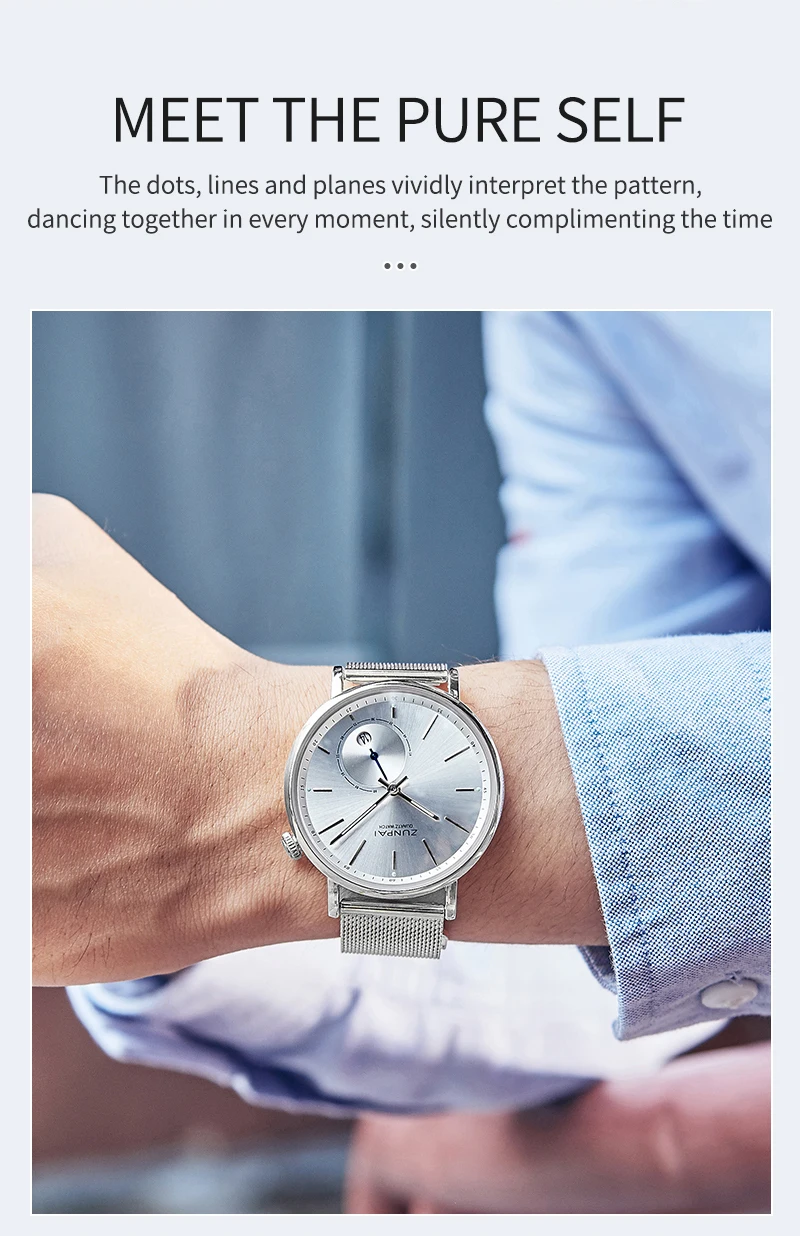 ZUNPAI Mens Watches Top Brand Luxury Waterproof Ultra Thin Date Clock Male Steel Strap Casual Quartz Watch Men WristWatch