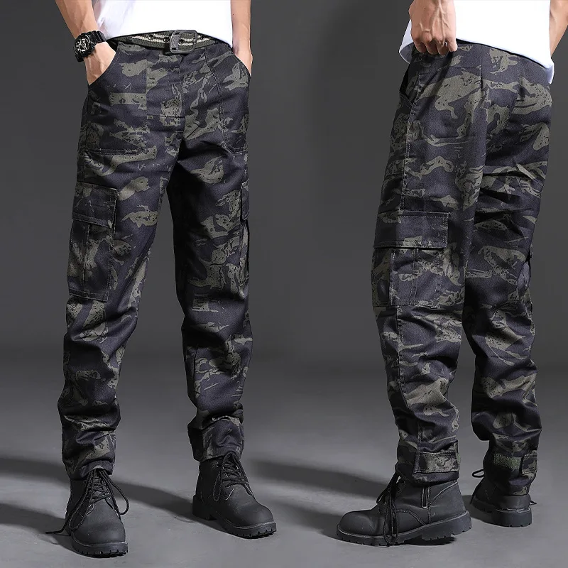 Spring Brand Men Fashion Cargo Pants Multi-pockets Baggy Men Pants Casual Trousers Overalls Camouflage Pants Man 2