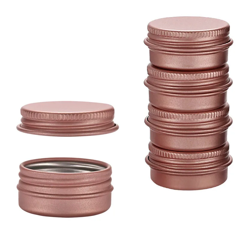 50Pcs Matte Rose Gold 5/10/15/20/30/50/60/100g Aluminum Jar Empty Cosmetic Makeup Lip Balm Gloss Metal Tin Containers | Красота и