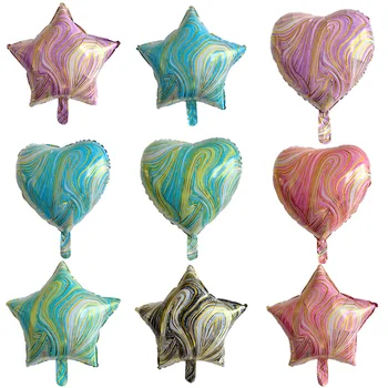 

50pcs 18inch agate color texture balloon Heart Star helium balloon Wedding birthday party decoration Photo Props Baby Shower