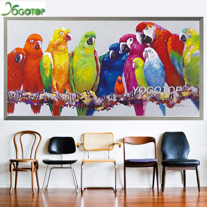 Большой красочный Попугай diy 5d алмазная живопись животное птица полная Алмазная