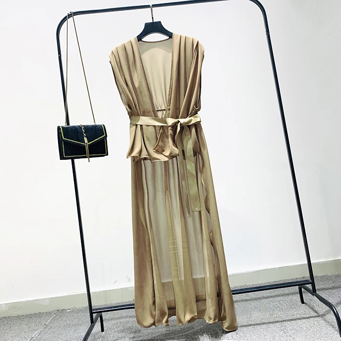2020 Spring Summer V-neck Sexy Belt Waist Beach Shirt Summer Holiday Seaside Slit Top Irregular Blouse Female Blusas Blusa - 4.00068E+12