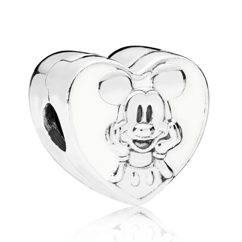 8 Pave Minnie& Mickey Shimmering Portrait Rose Ice Formation Clip Charm Fit Pandora Bracelet 925 Sterling Silver Bead DIY Jewelry - Цвет: 8