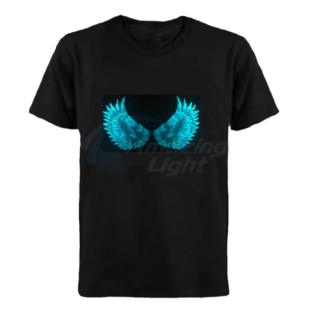 Christmas Carnival Party Light Up Panel 4 a Batteries Sound Control Flashing El Panel T Shirt T Shirts Aliexpress