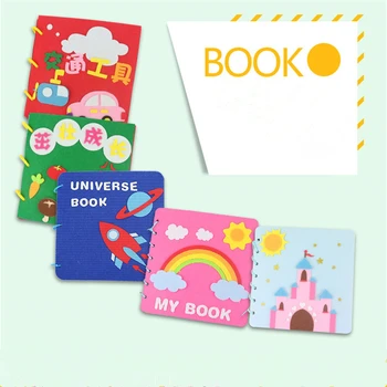 

1pc Cute Cartoon Animal Pttern Handmade Felt Quiet Books Baby Early Cognitive Kid Felt DIY Package Children Toys Gift