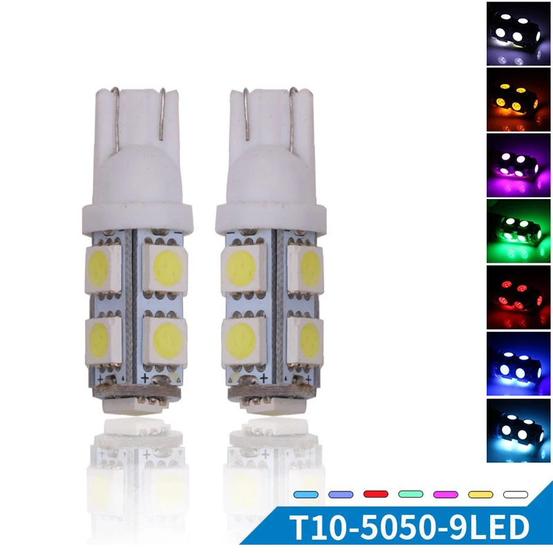 

10PCs T10 194 168 9 SMD 5050 Car LED Bulb Canbus W5W Led for Auto Dome Reading Interior Signal Lighting Lamps White Blue Red