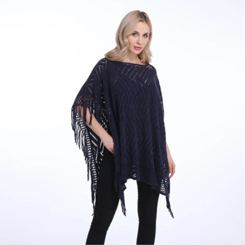Женский пончо с вырезами однотонное для лета и осени|sexy cardigan|sweaters and pulloverscardigan plus |