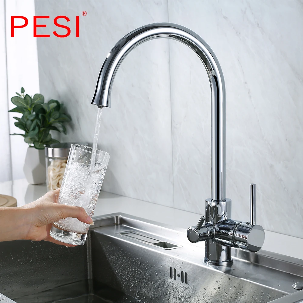 Drinking Water Purification Tap Brass&Chrome Kitchen sink Faucet mixer Design 360 Degree Rotation filtered Kitchen Faucet.